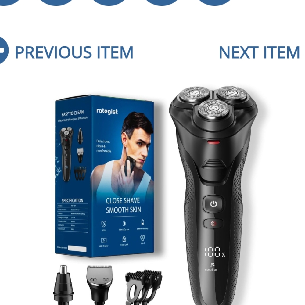 Black Ergonomic Grooming Tool with Rotary Shaving System